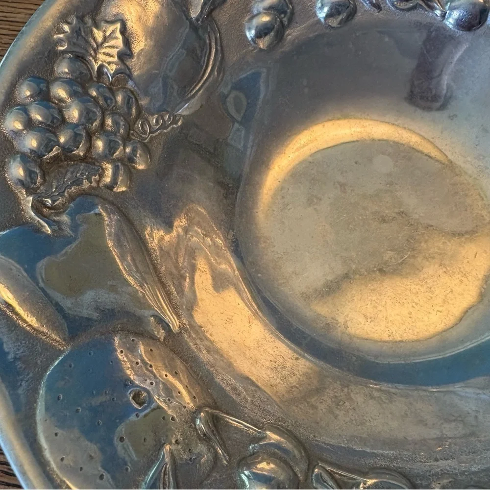 Vintage Wilton Armetale Pewter Decorative Bowl with Fruit Design